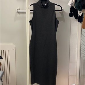 Grey collared zip up dress